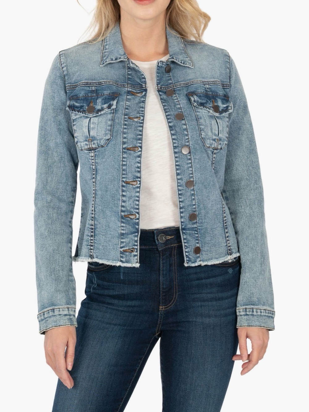 Kut from the Kloth Light Blue Distressed Denim Jacket